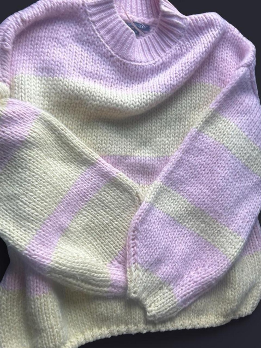 Papermoon Lilac and Cream Striped Turtleneck Sweater
